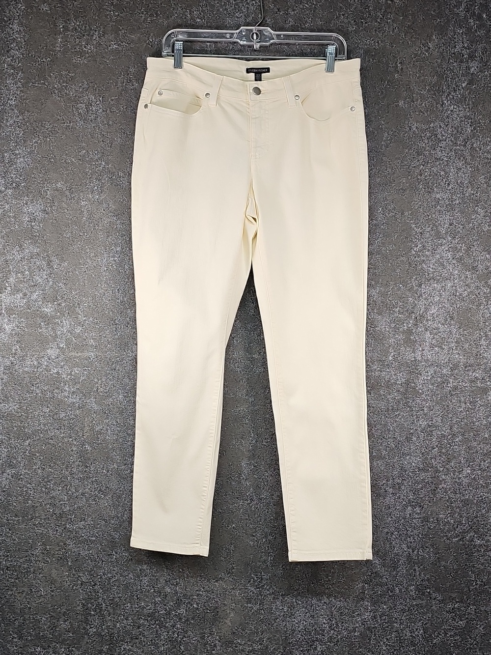 Eileen Fisher Slim Ankle Jeans, Color Ecru, Organic Cotton, Size 10, NEW